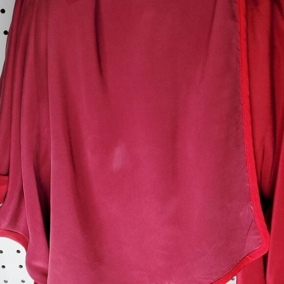 Alice + Olivia Red Two-Tone Silk Wrap Dress With Bow Belt, Sz Medium - Picture 4 of 10